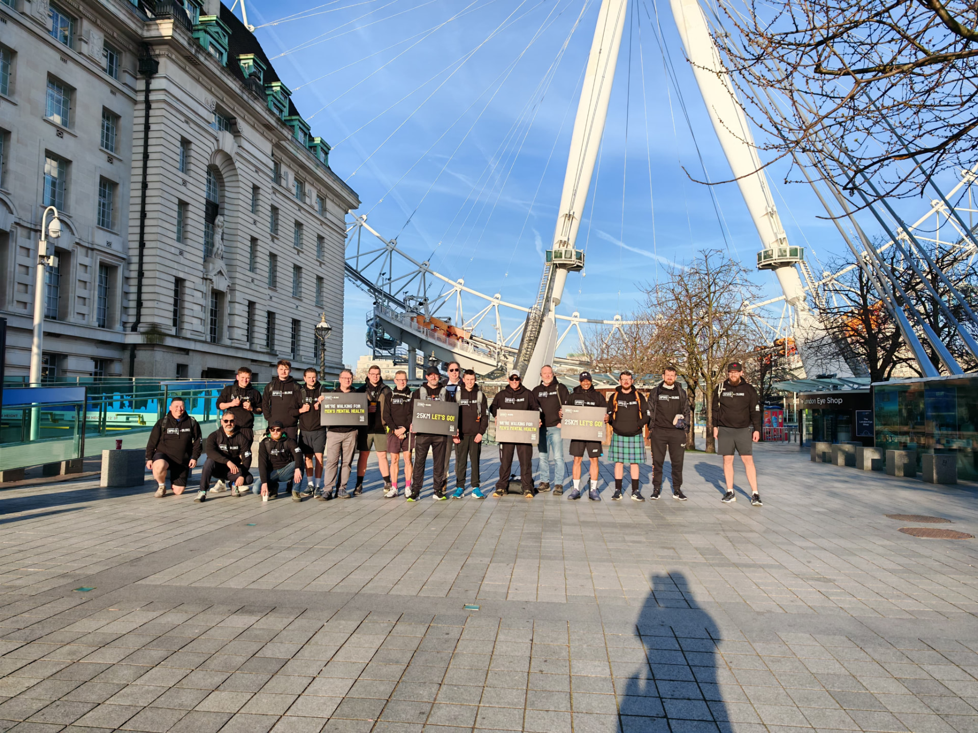 Walkers gathered by the London Eye