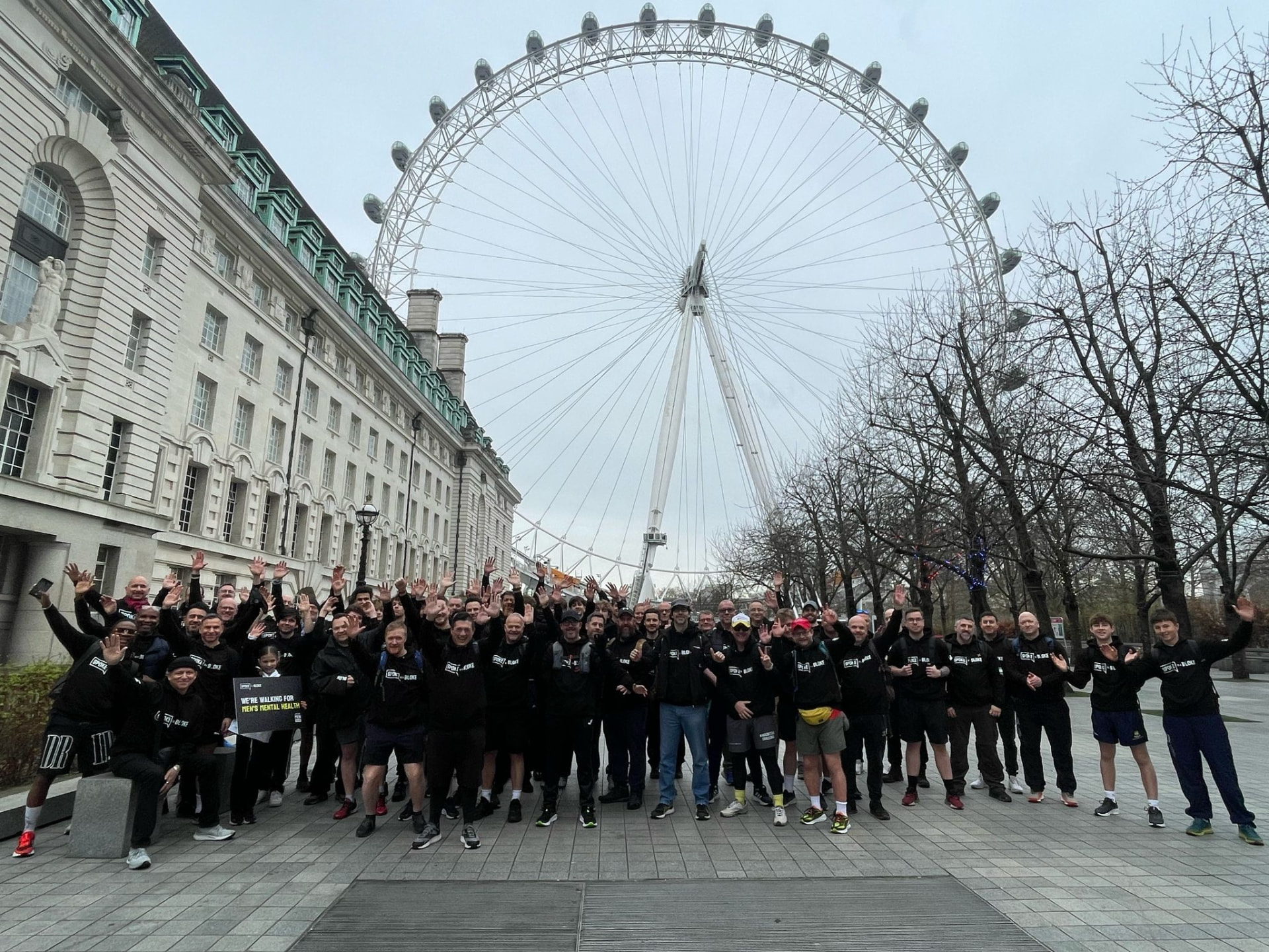 Walk for a Bloke London group photo by the London Eye