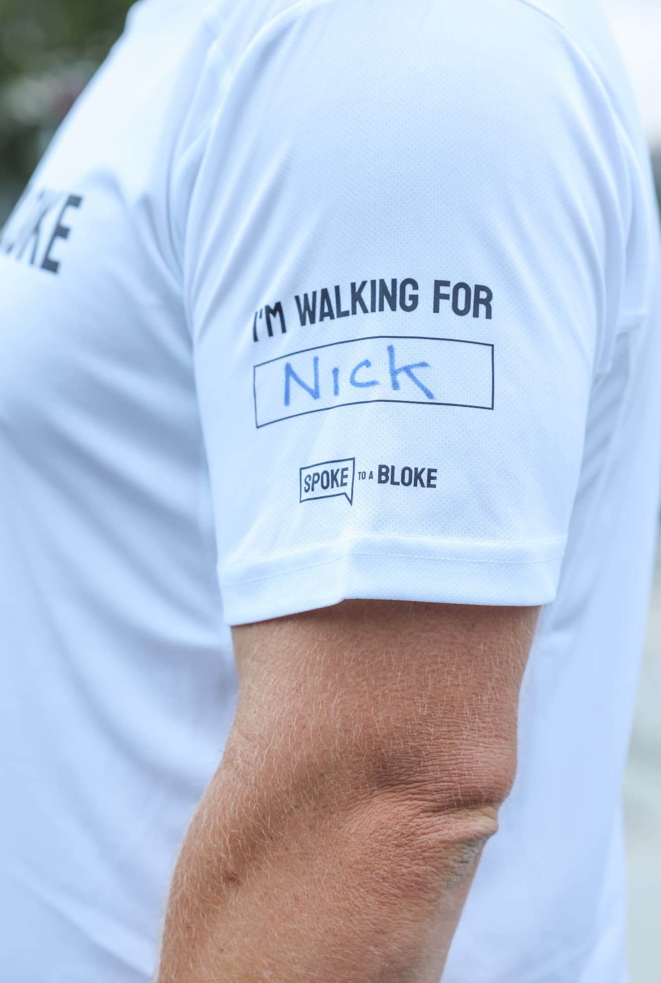 Walk shirt sleeve reading I'm walking for Nick